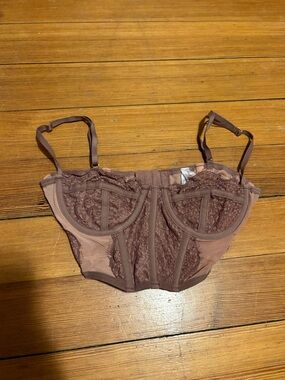 Urban Outfitters Dusty Mauve Lace Longline Bralette